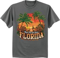 Florida Sunset Palm Trees SouvenirT-shirts Mens Graphic Tee XXXL