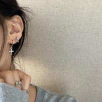 1Pair Simple Personalized Asymmetric Cross Earrings For Women Girls Fashion Versatile Drop Earrings Jewelry Accessories Gifts OneSize