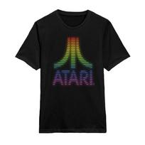 Atari Coloured Logo Black Crew Neck Unisex Cotton T-Shirt Sizes S to XXL M