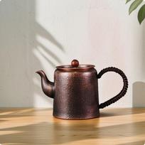 Copper Teapot Handmade Tea Kettle Hammered with Loop Handle for Home Pure