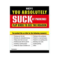 Parking Cards, You Absolutely Suck At Parking Cards, Parking Cards, Funny Parking Violation Tickets, Funny Hilarious (0) One Size