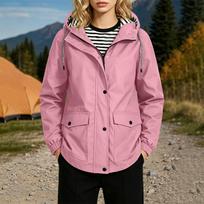 Women's Casual Hooded Windbreaker Jacket with Striped for Everyday Wear XXL rožinė
