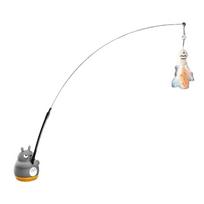 ° Rotatable Interactive Toy, Wand Toy with Peel-and-Stick Base, Moving Feather, Fish and Bell, Detachable Teaser one size