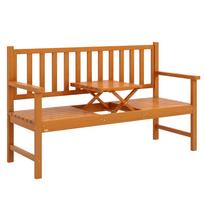 Wooden Bench with Liftable Middle Table, Outdoor Bench, Patio Loveseat for Porch, Garden, Seats 2-3 People 153 x 56 x 91 cm ruda