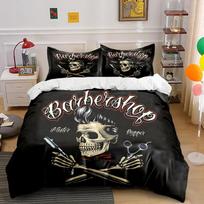 Barbershop Skull Retro Bedding Set Bedding set (1 duvet cover, 2 pillowcases, duvet not included) 135x200cm
