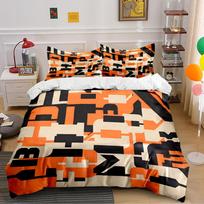 Abstract Orange Black Geometric Bedding Set Bedding set (1 duvet cover, 2 pillowcases, duvet not included) 135x200cm