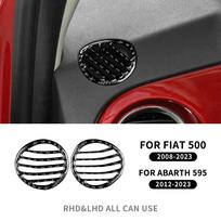 Real Carbon Fiber Steering Wheel Cover Trim for Fiat 500 2008-2023 & Abarth 595 2012-2023 Interior Moulding Black Carbon Fiber juoda