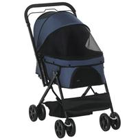 Dog Stroller Dog Buggy Foldable, 1 Basket, 2 Brakes, incl. Safety Leash, Blue 76.5 x 52 x 95 cm mėlyna