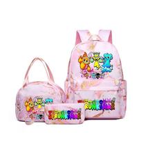 Game Rhythm Zygote Sprunki Schoolbag Backpack For Primary And Secondary School Students Backpack Messenger Bag Pencil Case Pink three-piece set