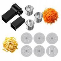 Set of accessories for a food processor: shredder + 6 pasta attachments