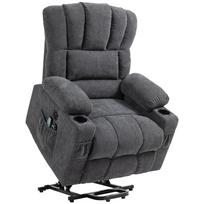 Electric Power Lift Recliner Chair with Massage and Heat Function, USB Ports, Cup Holders, Dark Grey 93 x 91 x 110 cm tamsiai pilka spalva