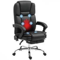 Adjustable Office Chair with 6 Massage Points, Heating Function, Footrest, Faux Leather, Black 66 x 67 x 126 cm juoda