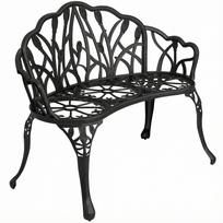 Garden Bench 2-Seater Cast Aluminum Weatherproof Outdoor Bench with Tulip Backrest Floral Motif 99 x 57 x 78 cm 99 x 57 x 78 cm juoda