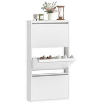 Metalinė batų spintelė su 3 atverčiamomis lentynomis, plona batų spintelė, tvirtinama prie sienos, 6 poroms batų, balta 55 x 15 x 105.5 cm balta