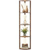 LED Floor Lamp with Shelves, 5-Tier Dimmable, Modern Floor Lamp with 3 Brightness Levels and Foot Switch, Rustic Brown 41 x 29.5 x 163.5 cm