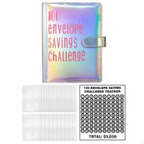100 vokų pinigų taupymo iššūkio segtuvas biudžetui Lengvas ir smagus būdas sutaupyti 5050 USD, Biudžeto planavimas Glitter Silver