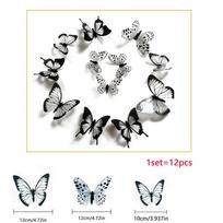 12 vnt. 3D imitacinių vienspalvių drugelių lipdukų miegamajam, prieškambariui, svetainei, verandai, namų dekoravimui 12 pcs in a single pack