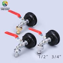 IBC Ton Barrel Brass Accessories: 1/2  Nipple, 3/4  Alloy Faucet Connector 6-Port Plastic Nozzle (Random Color)