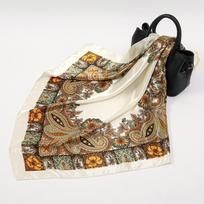 90*90Cm Women'S Hair Scarf Bonito Fashion Designer Paisley Foulard Soft Square Square Stem Silk Scarves 90x90cm