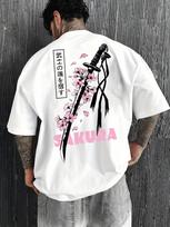 Japanese Samurai Sword Sakura Print 100 Cotton Men Women Tshirt Summer Autumn Daily Outdoor Sports Casual Street Shortsleeve S