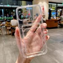 Transparent Internet Celebrity Card Sleeve Mobile Phone Case Apple for 15 14 13 11 12 xr 7 8Plus Xs Max Promax Antidrop Case For iPhone 15 Pro gryna