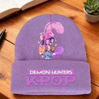 Kpop Demon Hunters Girls Knitted Hats Cartoon Letters Children Headgear Cotton Cold Season Adorable Woolen Hat Anime Children Xmas Gifts