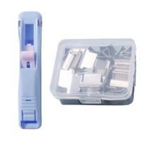 Paper Clip Stapler Portable Clip Dispenser No Hole Punching Paper Pusher with 50 Refillable Transparent Metal Clips Office School Supplies E sidabras