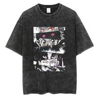 Hunter x Hunter Gon Freecss Double-Pose Fire Print Vintage Washed Oversized Anime Streetwear Women And Men T-Shirt L