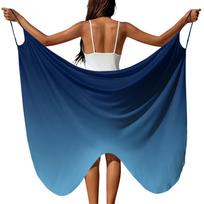 Womens Gradient Beach Cover Up Cross Shoulder Wrap Dress for Swimsuit Lightweight Soft Fabric Flowy Sarong Skirt for Vacation Resort Wear M