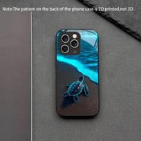 Fluorescent beach turtle new tempered glass phone case suitable for iPhone17 16 15 14 13 12 11Pro/Max/Plus shockproof back cover iPhone 15 PLUS