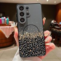 Golden Leopard Print Case For Samsung S26 Edge S25 FE S24 Plus S23 S22 Ultra A17 A37 A54 A55 A56 A57 5G Magnetic Matte Cover Galaxy S25+