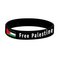 Nemokama Palestina apyrankė su Palestinos vėliava Silikoninė protesto apyrankė black