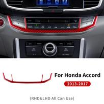 Carbon Fiber Style Interior Sticker for Honda Accord 2013 2014 2015 2016 2017 Real Soft Interior Panel For Outer Red raudona