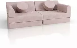 Juskys Vaikiškas žaidimų sofa Kayo 150x75x50 cm rožinės spalvos korduro audinys