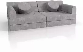 Juskys Vaikiškas žaidimų sofa Kayo 150x75x50 cm šviesiai pilkas kordas