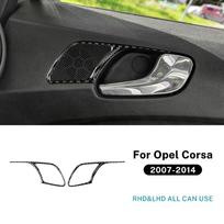 Carbon Fiber Style Interior Sticker for Opel Corsa 2007-2014 LHD RHD Door Handle Frame Trim For LHD RHD Black juoda