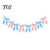 Valentine Day Backdrop Decor 6.7FT Bow Garland, Pre-Strung Satin Ribbon Hanging Bunting Banner Decorations Fireplace Garland for Birthday, Baby