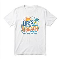 Life’s A Beach And Then You Surf T-Shirt Retro Summer Surf Vibe Tee S