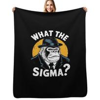Funny What The Sigma Ironic Meme Brainrot Quote Throw Blanket Decorative Soft Throw Blanket for Couch Sofa Size: 75*100cm, Weight: 230 GSM