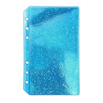 6-Hole Binder Pockets PVC Document Filing Bag Flat Design Loose Leaf Storage Bag  Sticker Organizer mėlyna