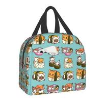 Japanese Anime Food Sushi Cat Lunch Bag Women Children Insulated Lunch Box for Work School Custom Portable Bento Tote Bags One Size