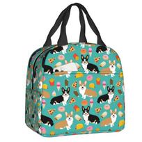 Corgi Dog Insulated Lunch Bags for Women Portable Thermal Cooler Bento Box Kids School Children One Size