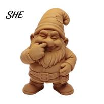 Desk Gnome Sculpture 3D Printed Figurine, Nose Picking Cartoon Statue, DIY Humorous Figurine Coloring Painting Dwarf for Home Office Decor Balcony ruda