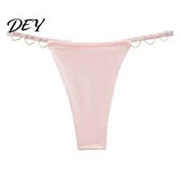 Panties with Shiny Strap Women G-String Thong, Low Rise & Stretch String Thong Heart Ring, Breathable No Show T-back Underwear for Ladies M rožinė