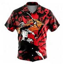 Anime Warrior Pattern Printing Shirt Hawaiian Beach Vacation Clothing Men's Street Style Shirt Daily Men's and Women's Shirt S