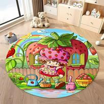 Free shipping! Whimsical Strawberry Garden Rug for Kids' Playroom round carpet for home sofa bedroom, gift 60cmx60cm