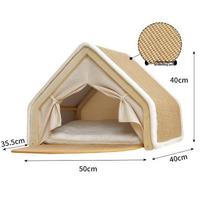 Wooden Cat House With Semi Closed Design And Cat Scratcher For Multisize Cats And All Seasons 50x40x40cm