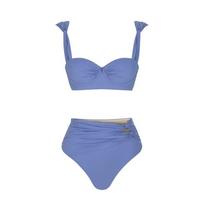 2026 Solid Color High-Waisted Slimming Bikini Three-Piece Set with Beach Skirt Extra Large