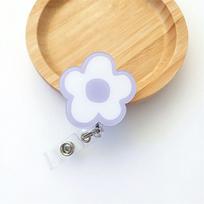Name Tag Retractable Badge Holder Flower ID Card Holder Kawaii Easy Pull Buckle  Doctor Students violetinė
