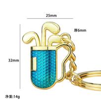 Colorful Golf Tube Keychain, 2D Simulated Golf Club Key Ring, Creative Sports Gift for Golf Lovers